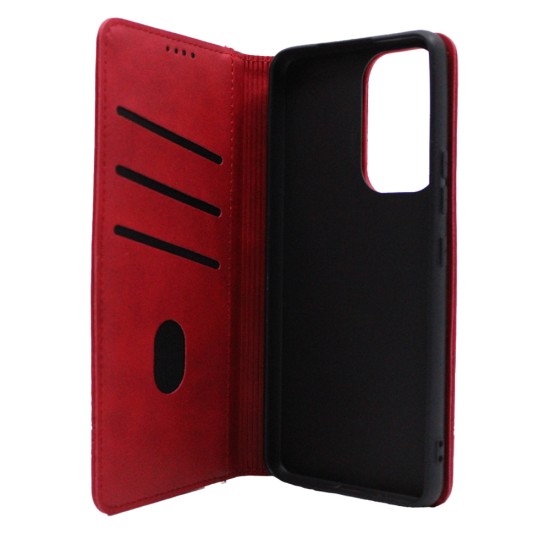  LEATHER FLIP COVER WITH INTERNAL POCKET AND CARD HOLDER FOR SAMSUNG A53 5G 2022 RED.